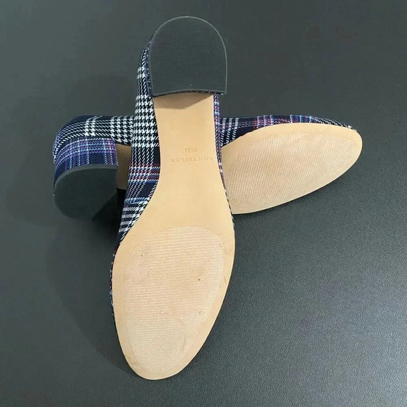 Ann Taylor New Pumps Plaid Print Block Heel Preppy Academia Office - Picture 11 of 13